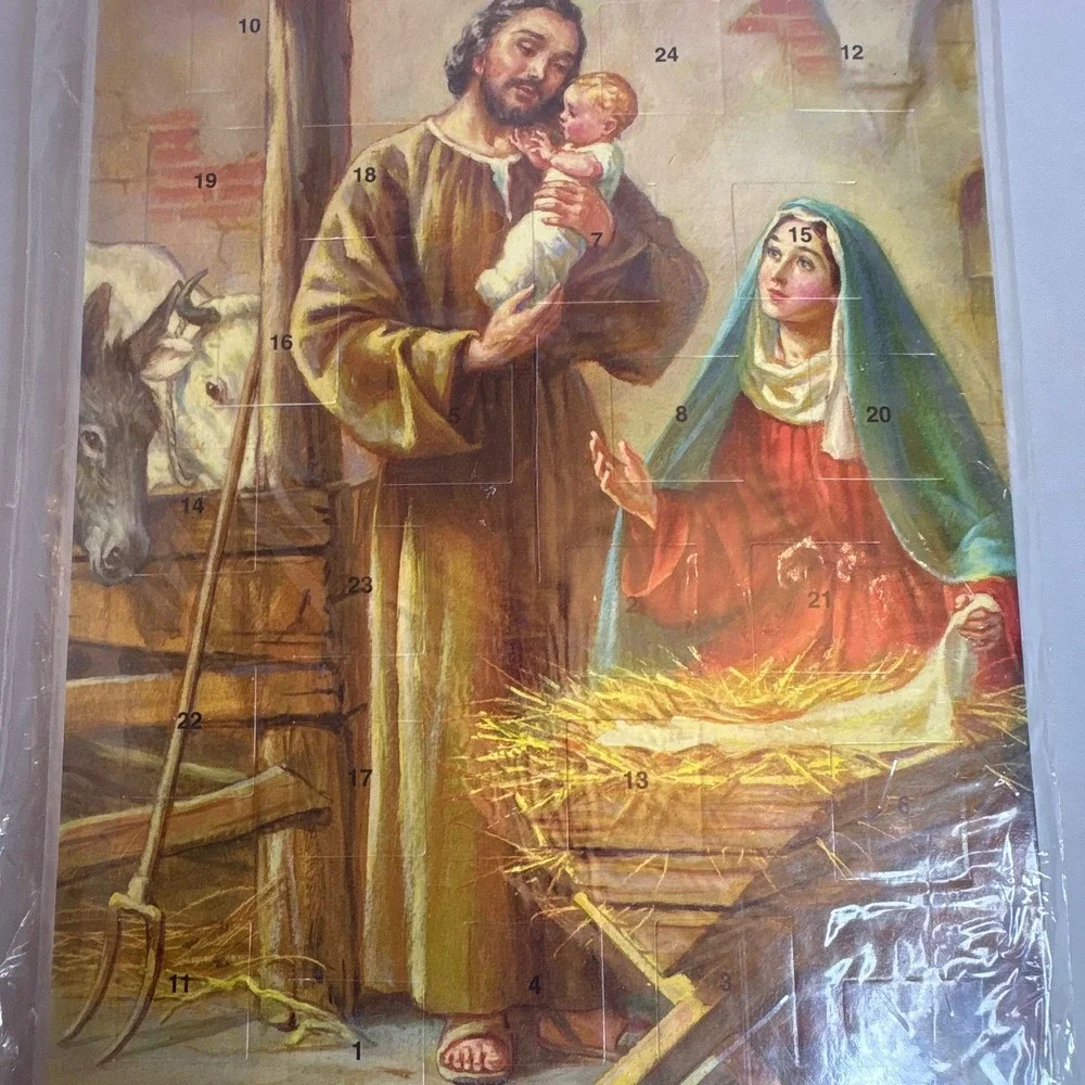 2 Vintage Christmas Nativity‎ Scene Advent Calendar 2000 Autom Doors Baby Jesus